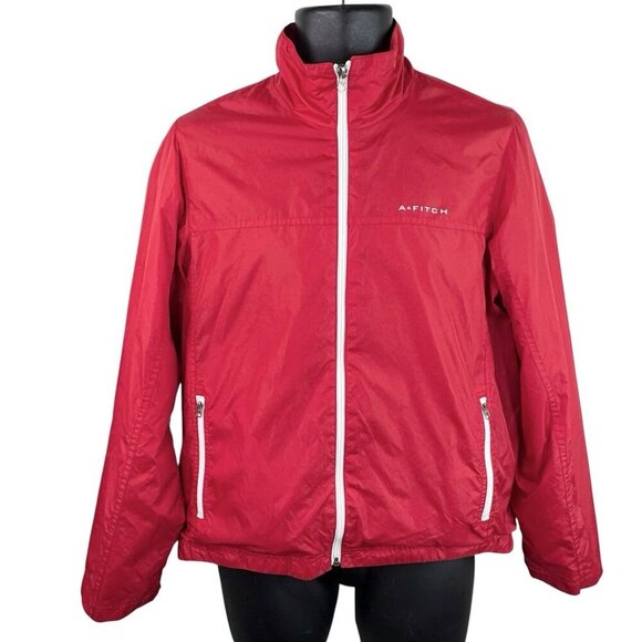 VTG Y2K Abercrombie & Fitch 092 Windbreaker Full Zip Jacket Red Women’s M Lined - Picture 1 of 11
